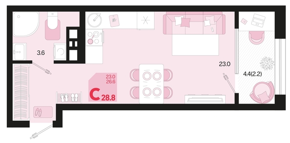 
   Продам 1-комнатную, 28.8 м², Первое место, квартал 1.2, литер 2

. Фото 1.