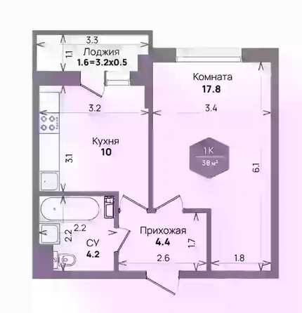 
   Продам 1-комнатную, 38 м², Бауинвест, литера 6.1

. Фото 10.