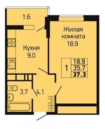 
   Продам 1-комнатную, 37.5 м², Героя Георгия Бочарникова ул, к.1

. Фото 1.