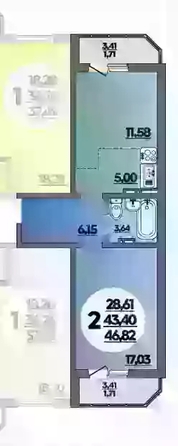 
  Продается 1-комн. квартира 47.62 м², в ЖК Восточный, квартал 1.3 литера 16. Фото 13.