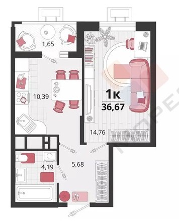 
   Продам 1-комнатную, 36.02 м², Природная ул, 10Б к4

. Фото 19.