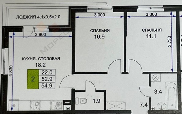 
   Продам 2-комнатную, 53.9 м², Героя Ростовского ул, 8к4

. Фото 11.