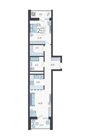 
   Продам 2-комнатную, 51 м², Ясногорская ул, 16/2

. Фото 2.