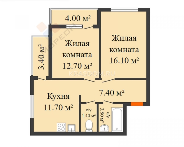 
   Продам 2-комнатную, 56.8 м², Героев-Разведчиков ул, 11/1

. Фото 9.