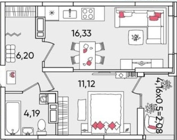 
   Продам 1-комнатную, 39 м², Любимово мкр, 18к1

. Фото 6.