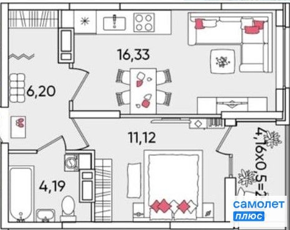 
   Продам 1-комнатную, 39 м², Любимово мкр, 18к1

. Фото 7.