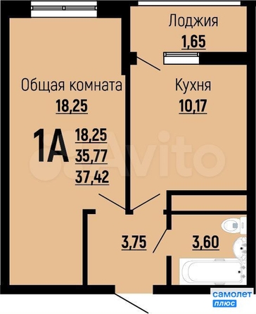 
   Продам 1-комнатную, 37 м², Славянка, литера 10

. Фото 3.