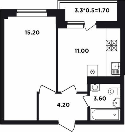 
   Продам 1-комнатную, 36.1 м², Мурата Ахеджака ул, 12 к2

. Фото 1.
