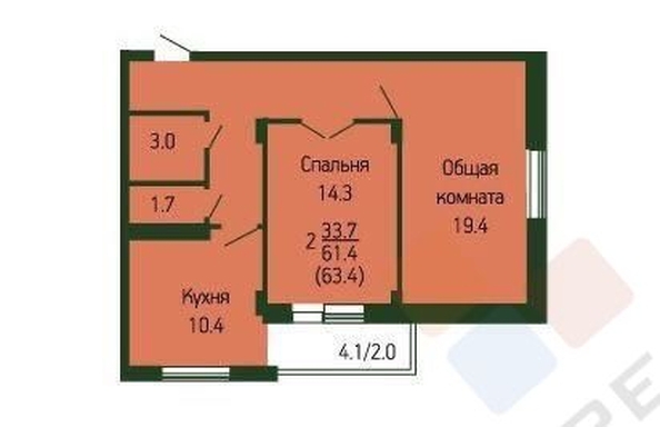 
   Продам 2-комнатную, 63.4 м², Героя Хабибуллина ул, 4

. Фото 27.