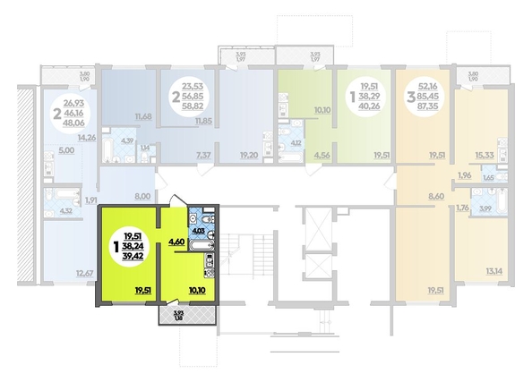 
   Продам 1-комнатную, 39.42 м², Город у моря, литер 19

. Фото 1.