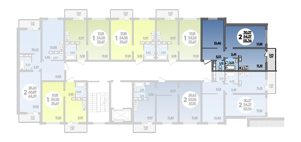 
   Продам 2-комнатную, 55.36 м², Романовский, литера 1

. Фото 2.