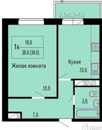 
   Продам 1-комнатную, 41.6 м², писателя Знаменского пр-кт, 9к2

. Фото 22.