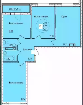 
   Продам 3-комнатную, 74.27 м², Друг, литера 3

. Фото 12.