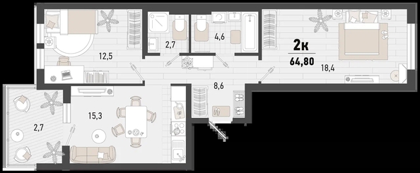 
   Продам 2-комнатную, 64.8 м², Барса, 3В литер

. Фото 1.