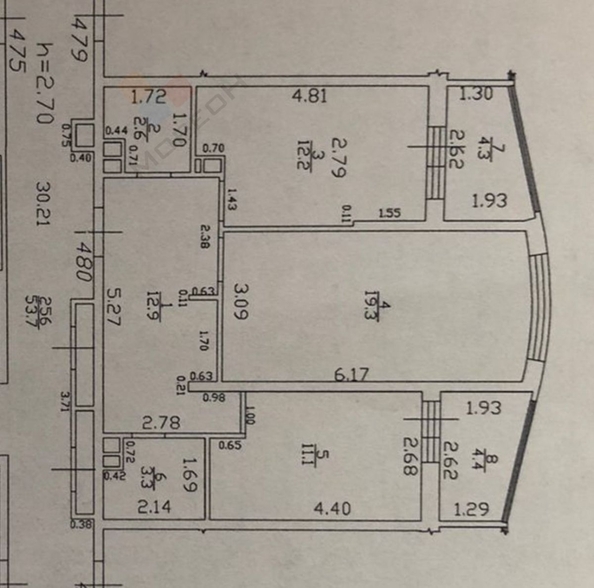 
   Продам 2-комнатную, 61.4 м², Адмиралтейский б-р, 3к3

. Фото 9.