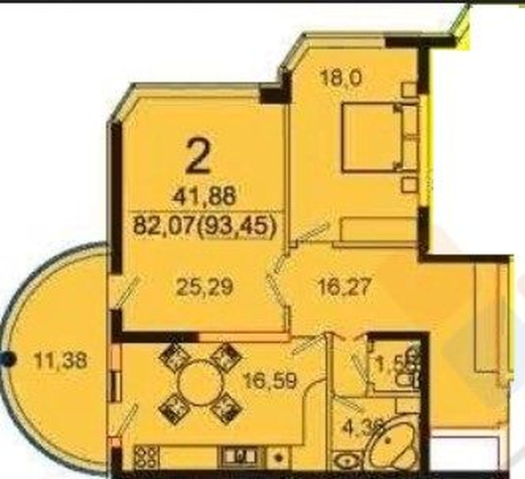 
   Продам 2-комнатную, 93 м², Рождественская Набережная ул, 2

. Фото 13.