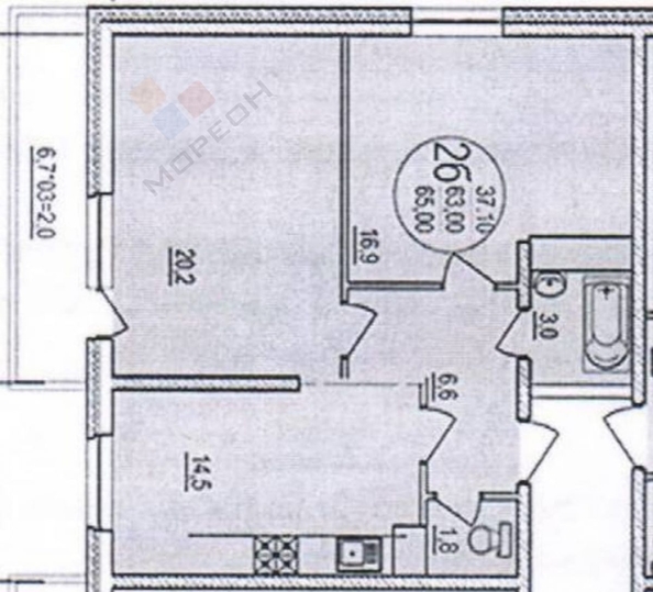 
   Продам 2-комнатную, 61.4 м², Евгении Жигуленко ул, 7

. Фото 8.