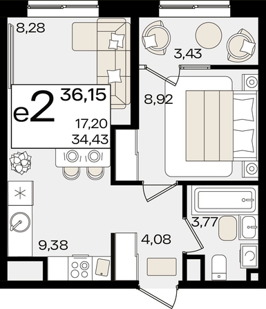 
   Продам 2-комнатную, 36.15 м², Патрики, литер 1.5

. Фото 7.