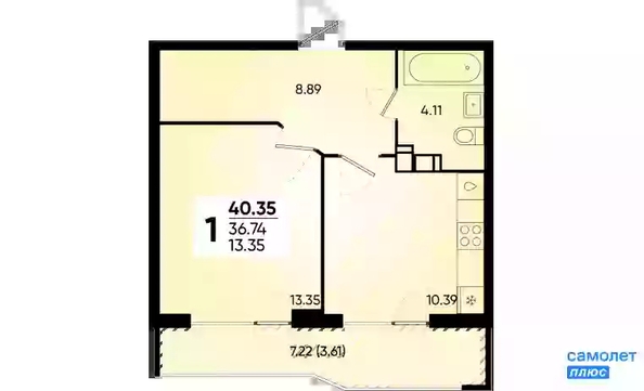 
   Продам 1-комнатную, 40.5 м², Губернский, литера 35

. Фото 16.