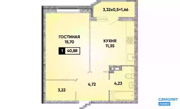 
   Продам 1-комнатную, 40.88 м², Губернский, литера 35

. Фото 16.