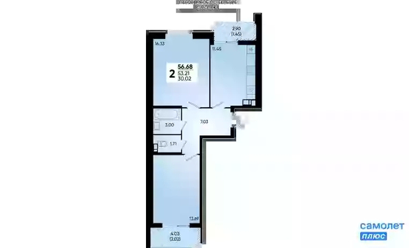 
   Продам 2-комнатную, 56.68 м², Губернский, литера 35

. Фото 16.