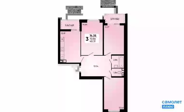 
   Продам 3-комнатную, 74.35 м², Губернский, литера 35

. Фото 16.