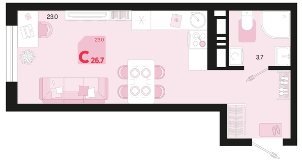 
   Продам 1-комнатную, 26.7 м², Первое место, квартал 1.4, литер 2

. Фото 1.