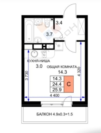 
   Продам студию, 24.9 м², Героя Ростовского ул, 8к7

. Фото 9.