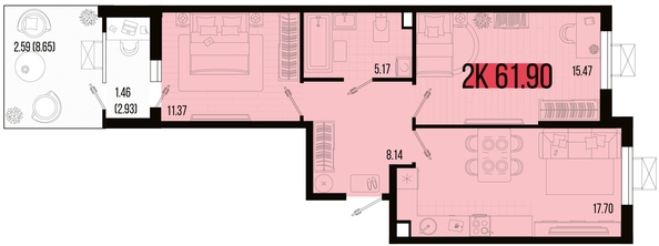 
   Продам 2-комнатную, 61.9 м², Цветной бульвар, литер 4

. Фото 4.