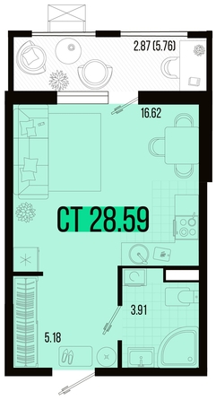 
   Продам 1-комнатную, 28.59 м², Цветной бульвар, литер 4

. Фото 4.