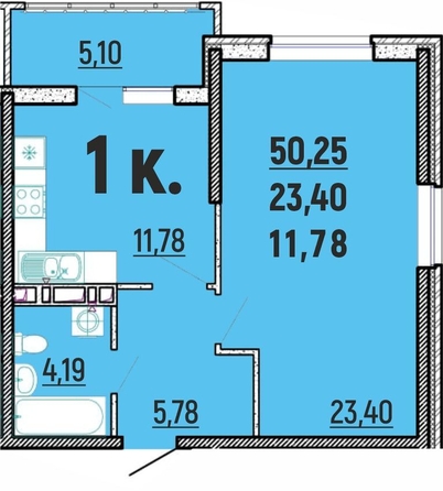 
   Продам 1-комнатную, 50.25 м², Клубный дом Агой

. Фото 1.