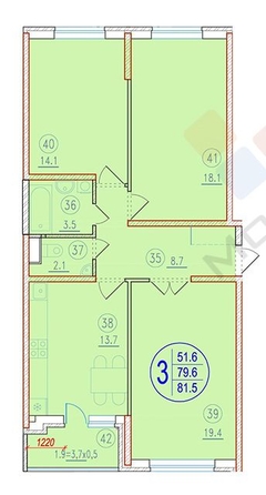 
   Продам 3-комнатную, 81.5 м², 2-я Российская ул, 162

. Фото 7.