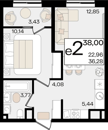 
   Продам 2-комнатную, 38 м², Патрики, литер 1.3

. Фото 7.