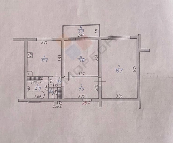 
   Продам 2-комнатную, 56.2 м², Краевая ул, 1/3

. Фото 9.