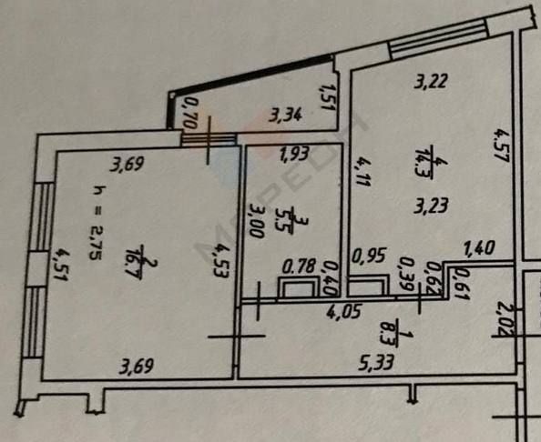 
   Продам 1-комнатную, 44.8 м², Мачуги В.Н. (Пашковский жилой массив ул, 166к1

. Фото 14.