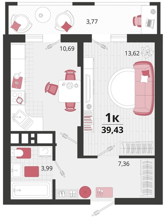 
   Продам 1-комнатную, 39.43 м², Родные просторы, литера 15

. Фото 4.