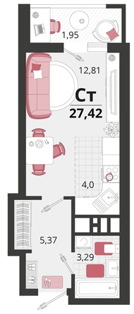 
   Продам 1-комнатную, 27.42 м², Родные просторы, литера 15

. Фото 4.