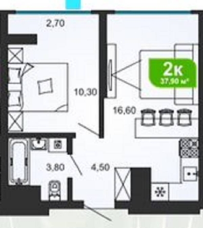 
   Продам 2-комнатную, 37.9 м², Ясногорская ул, 16/6к2

. Фото 3.