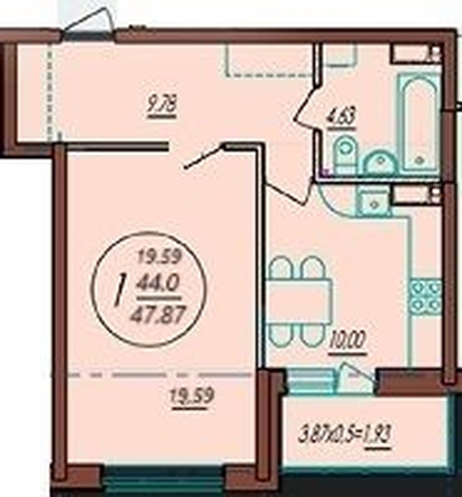 
   Продам 1-комнатную, 44 м², Автолюбителей ул, 52/5

. Фото 15.