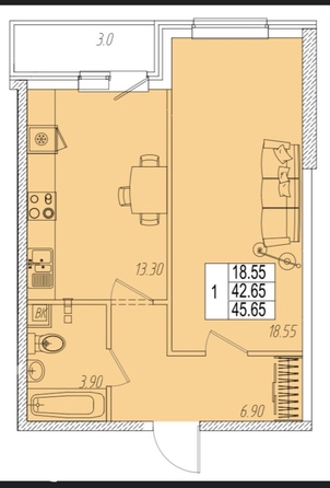 
   Продам 1-комнатную, 42 м², Омелькова ул, 93

. Фото 23.