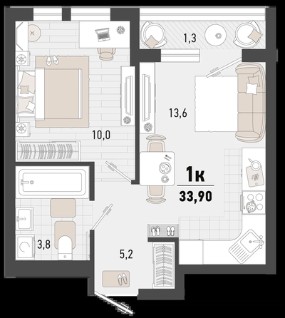 
   Продам 1-комнатную, 33.9 м², Барса, 4В литер

. Фото 6.