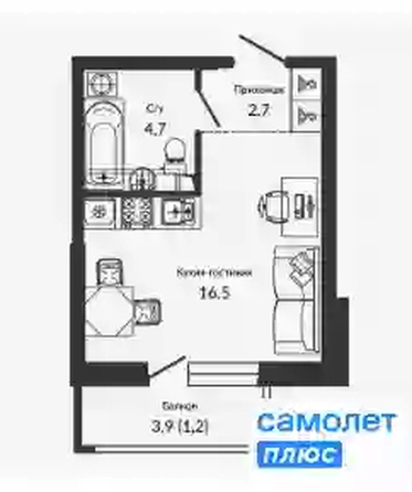 
   Продам студию, 25.5 м², Героя Георгия Бочарникова ул, 2

. Фото 13.