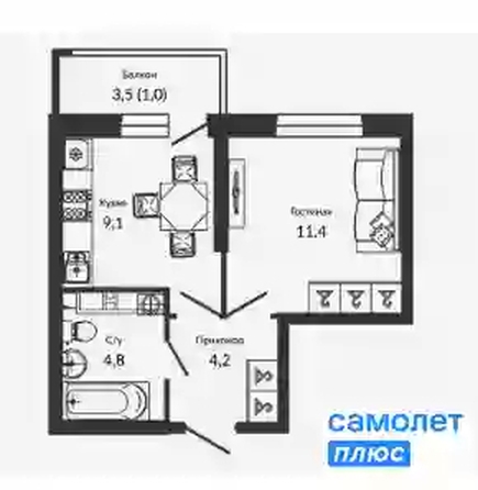 
   Продам 1-комнатную, 30.8 м², Героя Георгия Бочарникова ул, 2

. Фото 13.