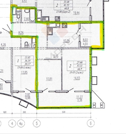 
   Продам 2-комнатную, 53.3 м², Автолюбителей ул, 1Дк4

. Фото 22.