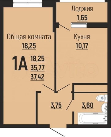 
   Продам 1-комнатную, 37.4 м², Славянка, литера 10

. Фото 1.