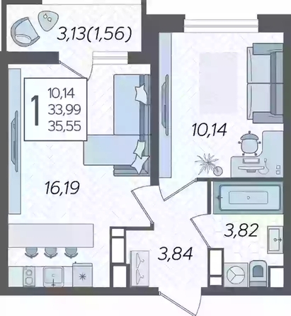 
   Продам 1-комнатную, 35.55 м², Уральская ул, 87/7

. Фото 12.