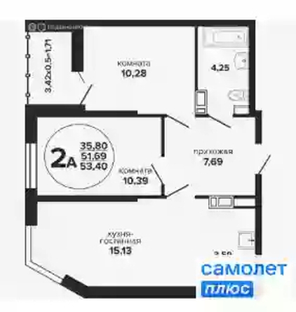 
  Продается 2-комн. квартира 53.4 м², в ЖК Гулливер, литер 1. Фото 7.
