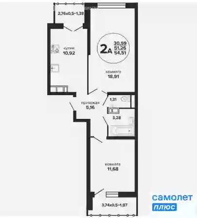 
  Продается 2-комн. квартира 54.5 м², в ЖК Гулливер, литер 1. Фото 7.