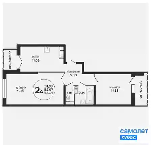 
  Продается 2-комн. квартира 55.3 м², в ЖК Гулливер, литер 1. Фото 7.