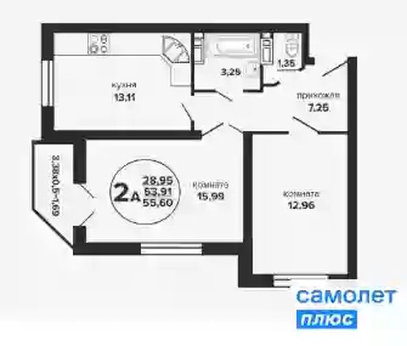 
  Продается 2-комн. квартира 55.6 м², в ЖК Гулливер, литер 1. Фото 7.